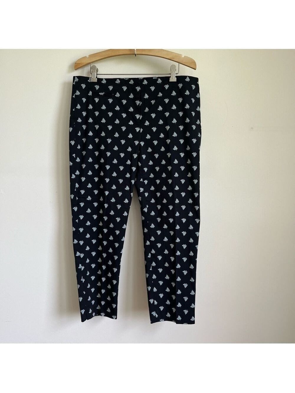 NWT J. Jill Black Paisley Print Ankle Pants Stretch Cotton Slim Straight 14P